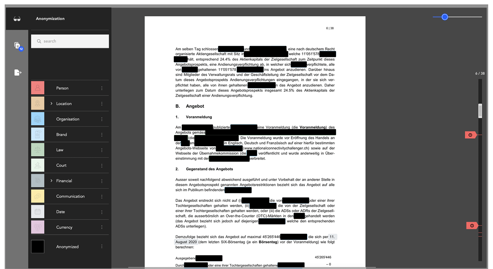 Beispieltext mit geschwärzten Textstellen