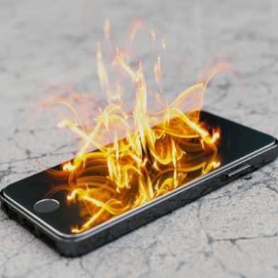 smartphone in flames