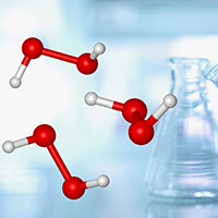 symbolic picture of molecules and laboratory jugs