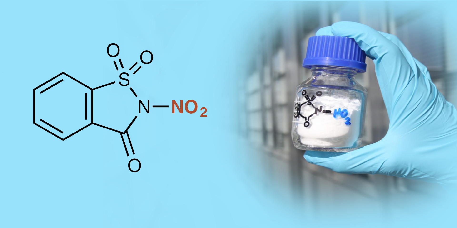 chemical compound of N-nitrosaccharin, highlighting the nitro-group