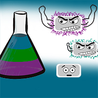 illustration of vaccine in a bottle and salmonella bacteria