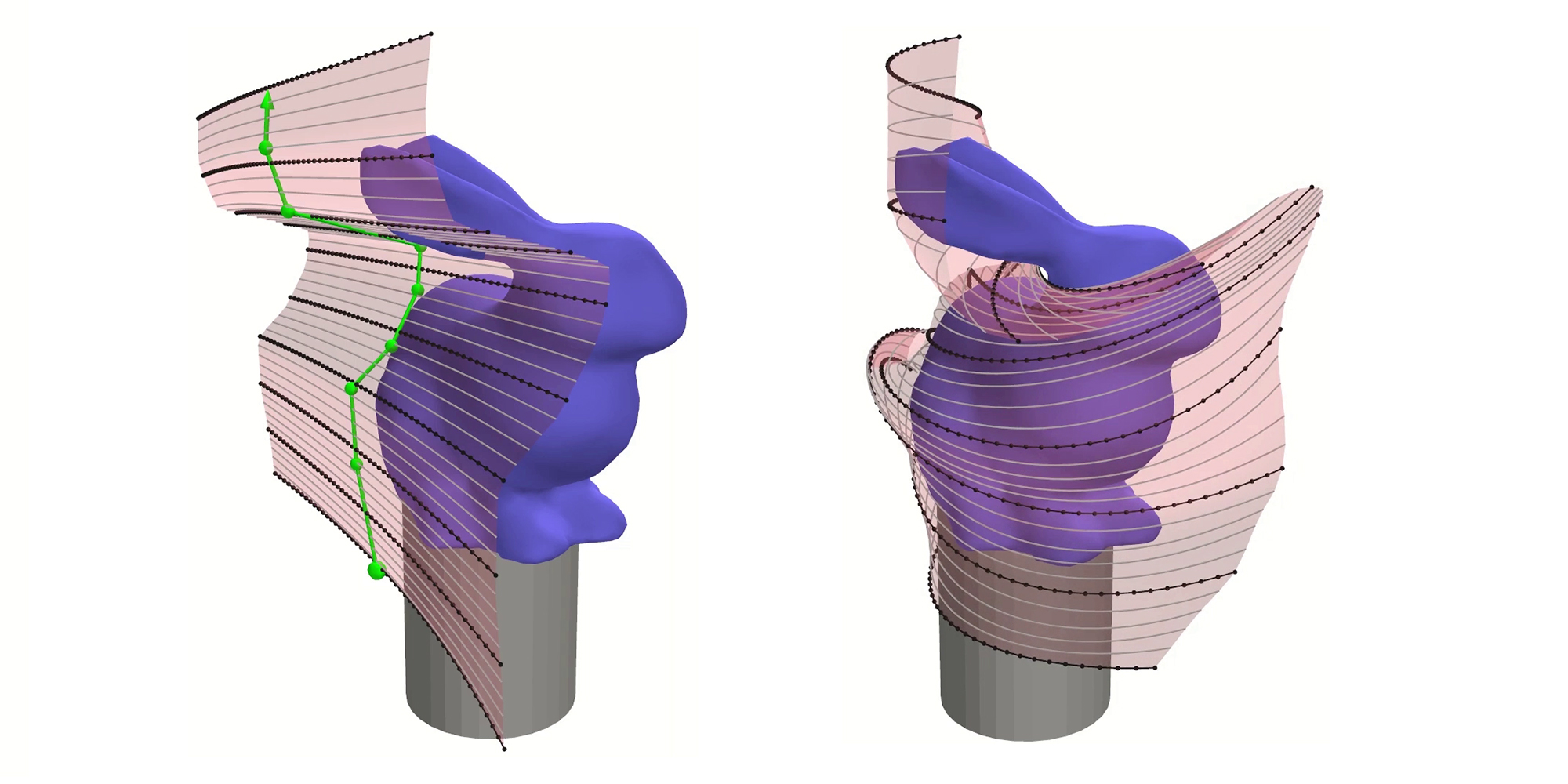 illustrations demonstrating cuts with straight wire and curved wire
