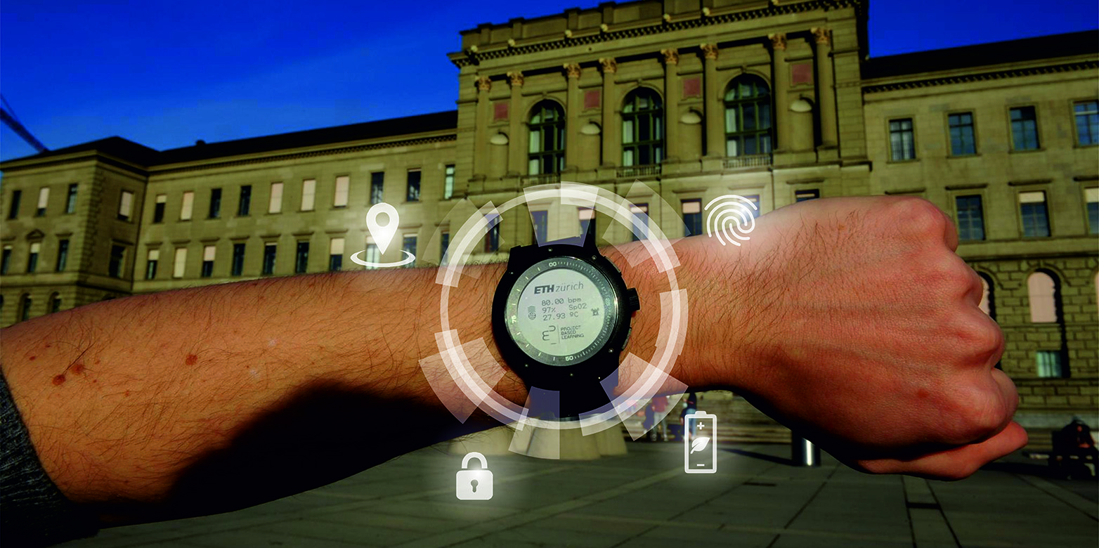 Smart watch on wrist symbolising communication with other devices