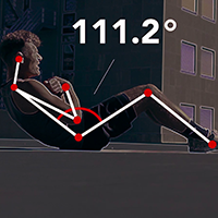 person excercising - his joints are marked