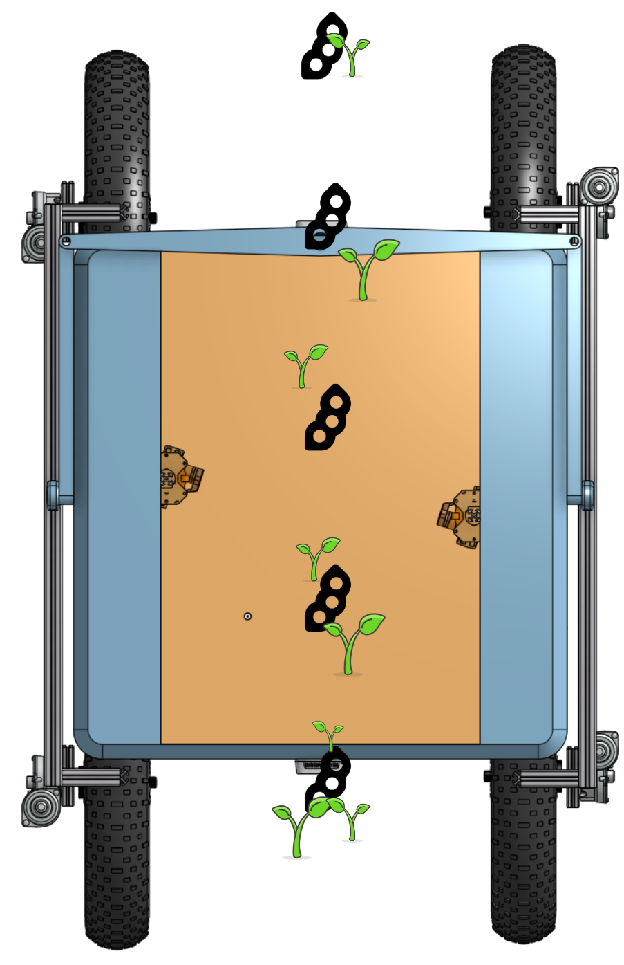 visualisation of weeding cart tackling weeds close to carrots