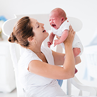 mother with crying baby