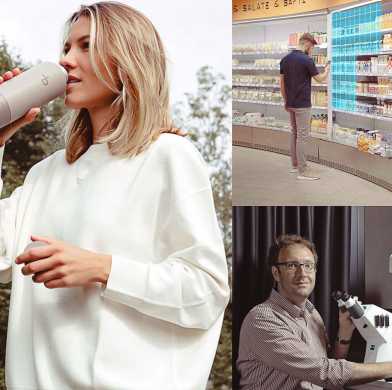 various pictures showing young entrepreneurs with their inventions