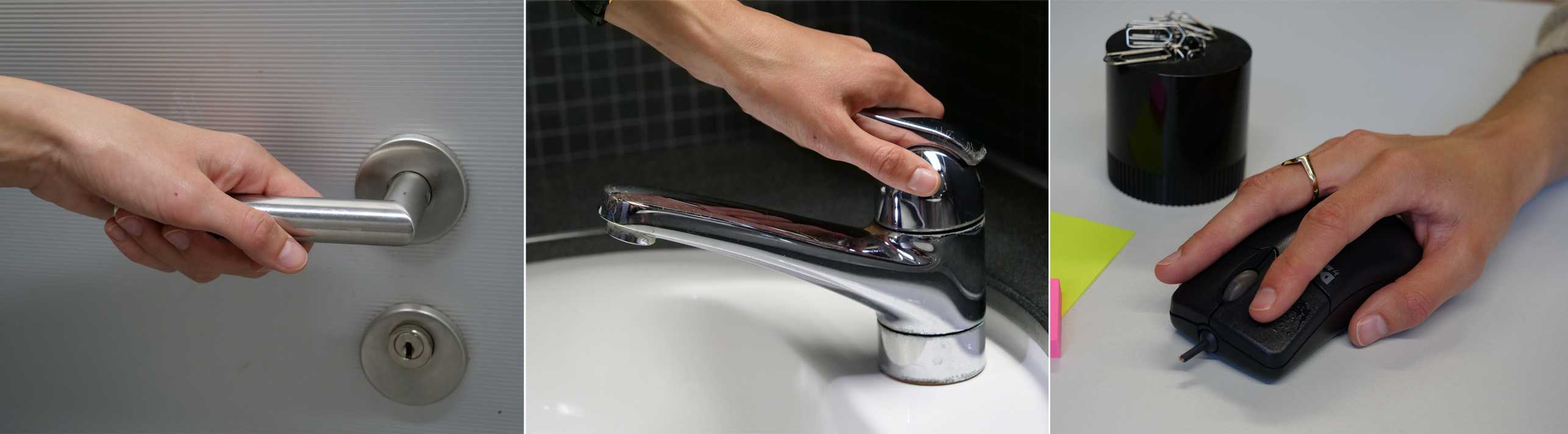 door handle, tap, computer mouse